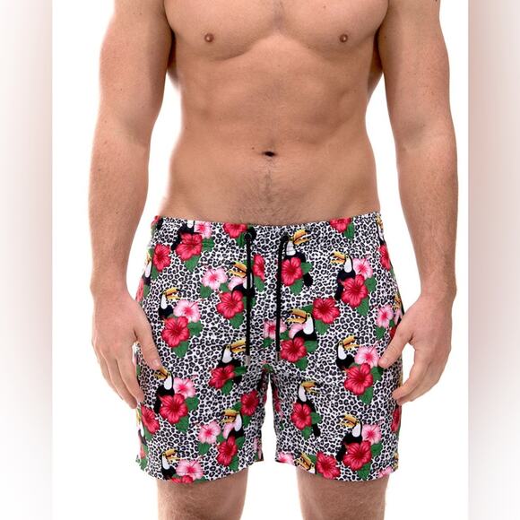 Franks Broadbeach Quick dry Tropical Toucan floral leopard swim trunks shorts M - Picture 1 of 13